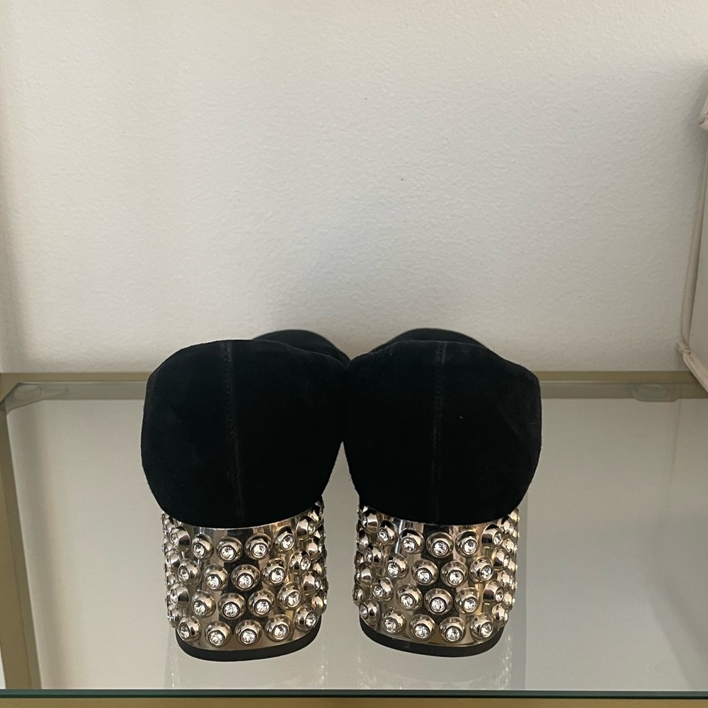MIU MIU Womens Black Suede Crystal Block Heel Pumps 40/9-9.5- Very Very Nice - Picture 3 of 8